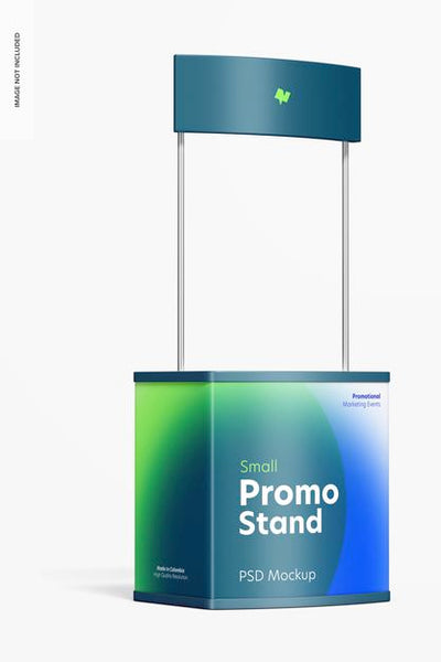 Free Small Promo Stand Mockup, Right View Psd