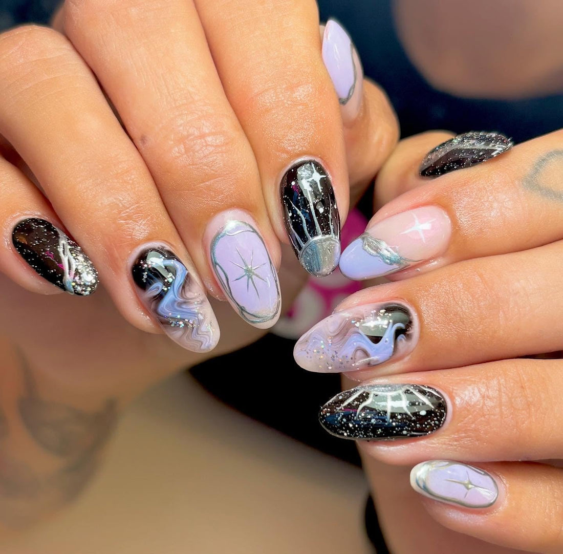 15 Black and Purple Nail Ideas for Statement Looks