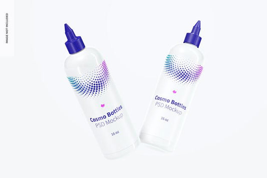Free 16 Oz Cosmo Bottles With Twist Top Cap Mockup, Floating Psd