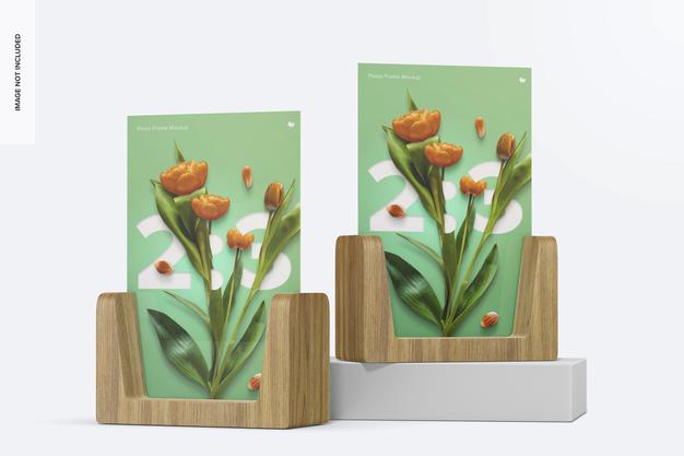 Free 2:3 Photo Frames Mockup, Perspective Psd