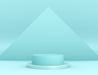 Free 3D Geometric Cyan Podium For Product Placement With Triangular Background And Editable Color Psd