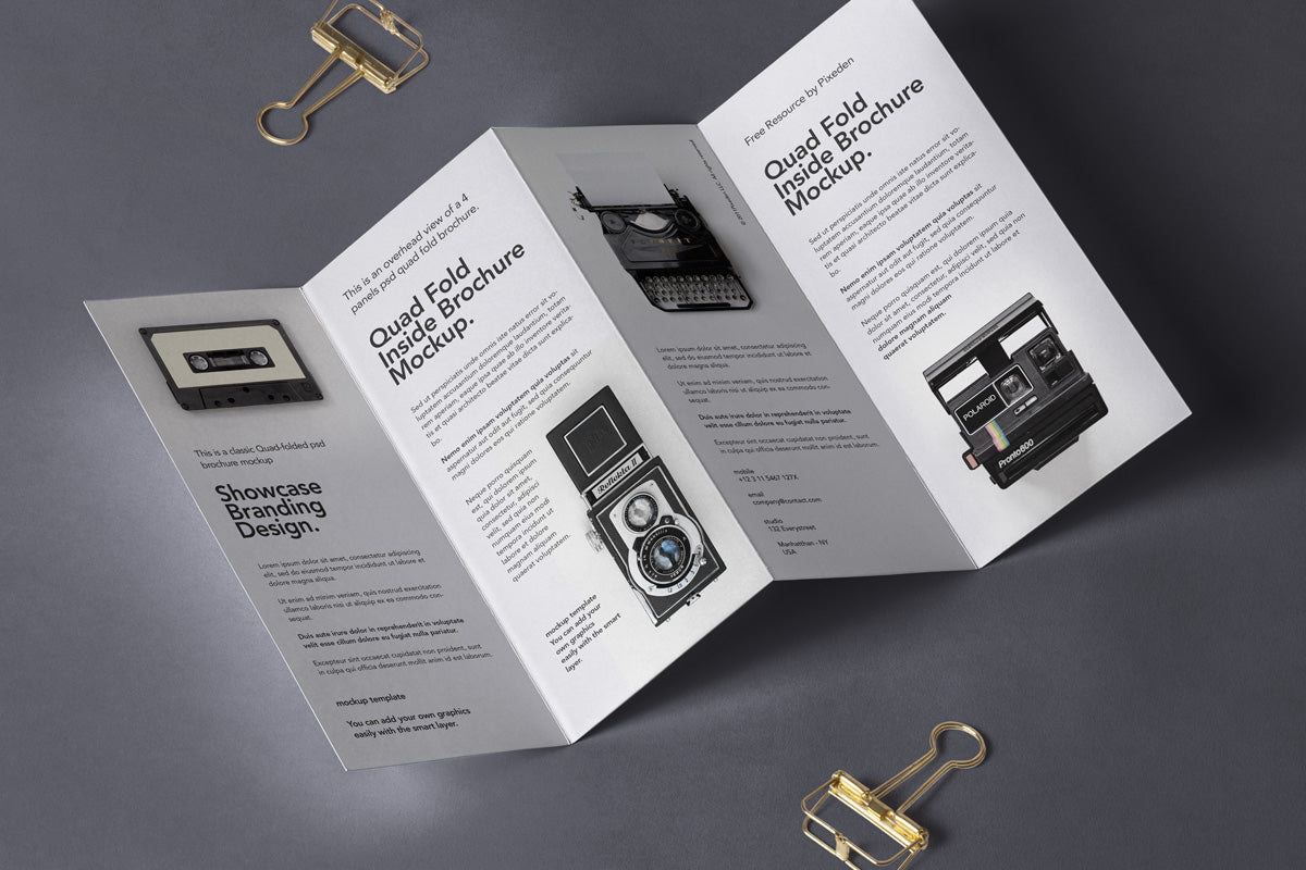 Free 4 Fold Panel Psd Brochure Mockup