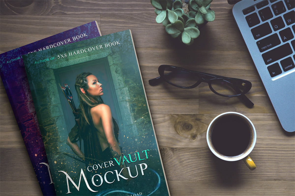 Free 5 X 8 Desktop Stacked Paperback Book Mockup