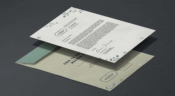 Free A4 Letterhead & C4 Envelope Mockup Psd