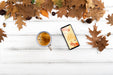 Free Above View Coffee Cup With Smartphone Psd