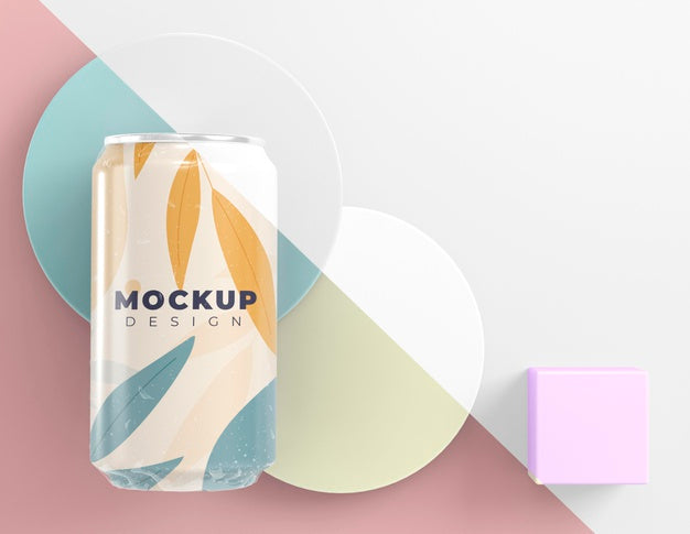 Free Abstract Can Packaging Mock-Up Psd