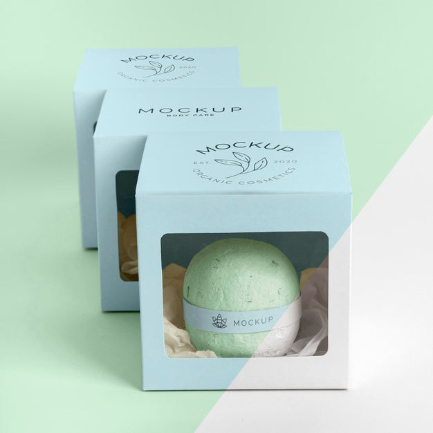 Free Arrangement With Boxes And Bath Bombs Psd