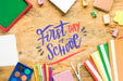 Free Arrangement With Supplies For First Day Of School Psd