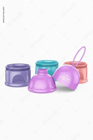 Free Baby Food Portable Storage Mockup, Separated Psd