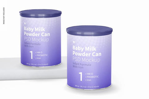 Free Baby Milk Powder Can Psd Mockup, Front View Psd