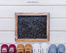 Free Baby Mockup With Slate And Shoes Below Psd