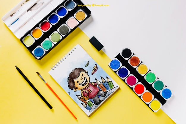 Free Back To School Mockup Paint Colors Psd