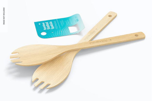 Free Bamboo Slotted Spatulas Mockup Psd