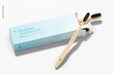 Free Bamboo Toothbrushes Boxes Mockup, Perspective View Psd