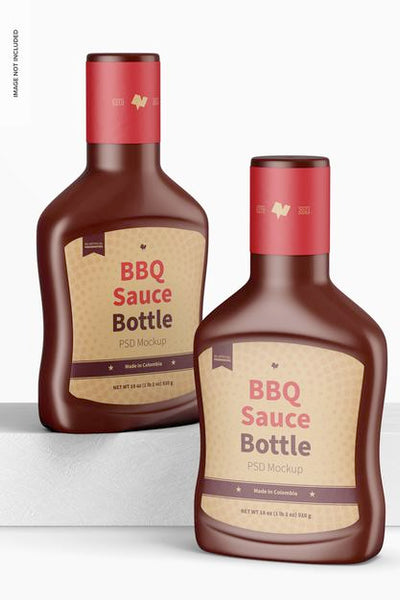 Free Barbecue Sauce Bottles Mockup Psd