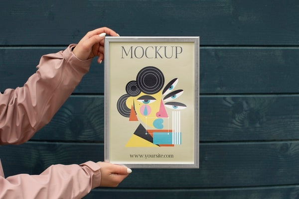 Free Beautiful Frame Model Mockup Held By Girl Psd