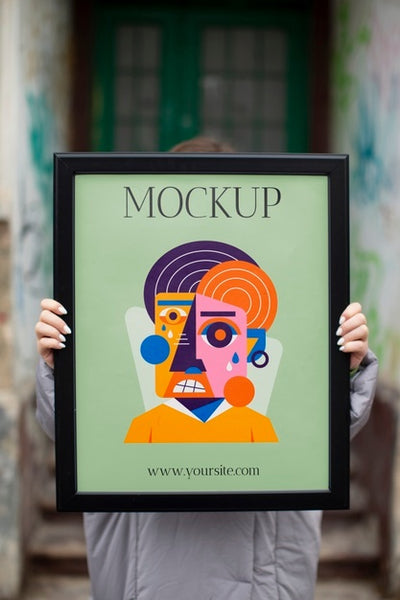 Free Beautiful Frame Model Mockup Held By Girl Psd