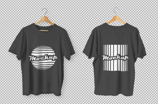 Free Black T-Shirts Front And Back View Mockup Psd
