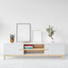 Free Blank White Frame Mockup On Wooden Table Psd