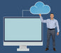 Free Businessman Holding Cloud Computing Icon Psd