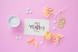 Free Card Mockup With Flat Lay Mothers Day Composition Psd