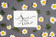 Free Card Mockup With Flowers Psd