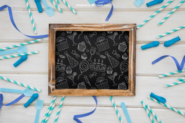 Free Celebration Decoration With Slate And Sticks Psd