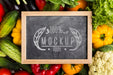 Free Chalkboard Locally Grown Veggies Mock-Up Psd