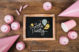 Free Chalkboard Mockup With Birthday Design Psd