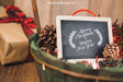 Free Christmas Mockup With Slate In Basket Psd