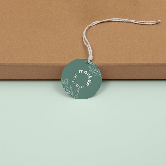 Free Circle Shaped Tag Price Mockup Psd