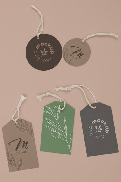 Free Circle Shaped Tag Price Mockup Psd