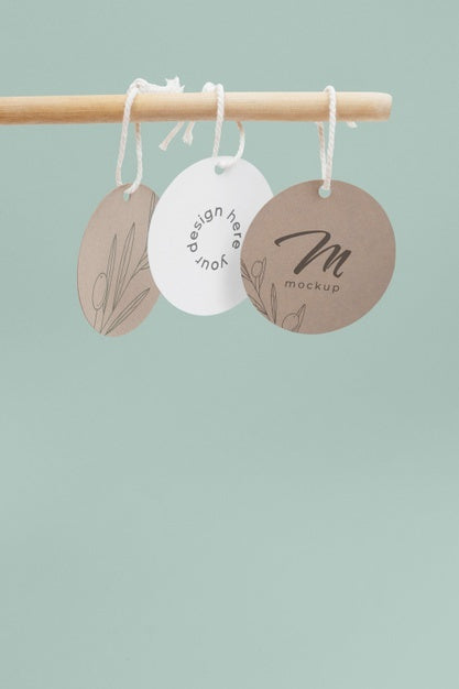 Free Circle Shaped Tag Price Mockup Psd