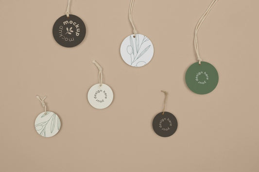 Free Circle Shaped Tag Price Mockup Psd