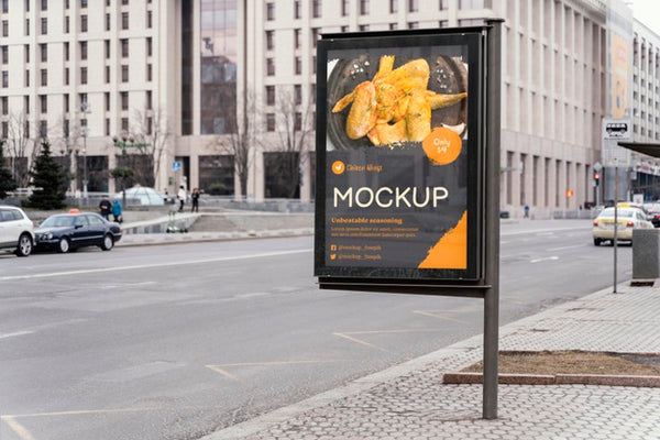 Free City Food Billboard Mock-Up Psd