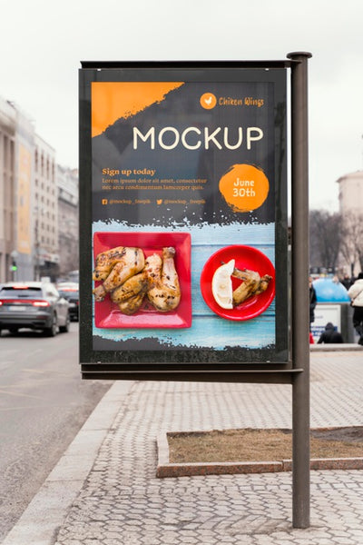 Free City Food Billboard Mock-Up Psd