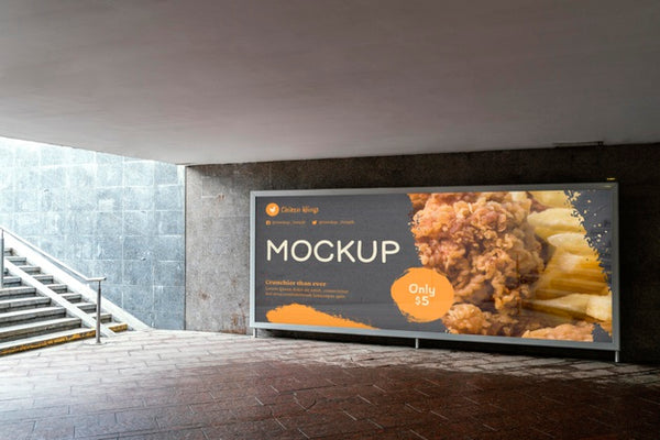 Free City Food Billboard Mock-Up Psd