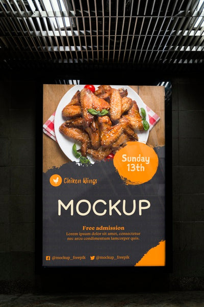 Free City Food Billboard Mock-Up Psd