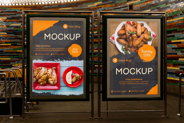 Free City Food Billboard Mock-Up Psd