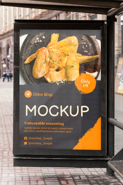 Free City Food Billboard Mock-Up Psd