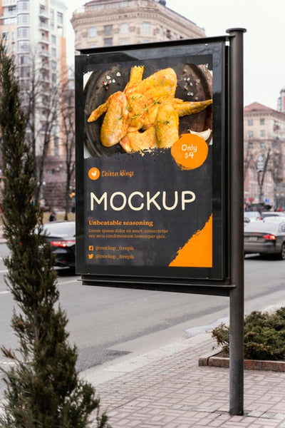 Free City Food Billboard Mock-Up Psd