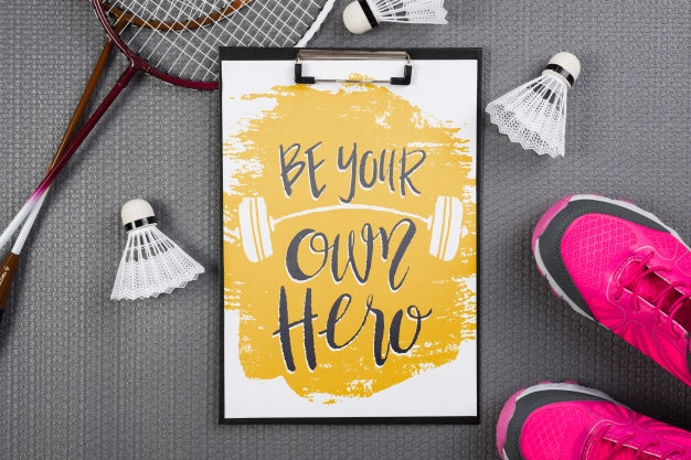 Free Clipboard Mockup With Fitness Concept Psd