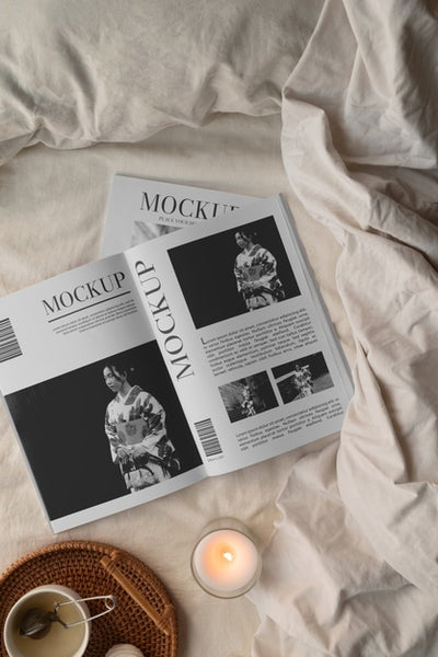 Free Close Up On Magazine In The Bedroom Psd