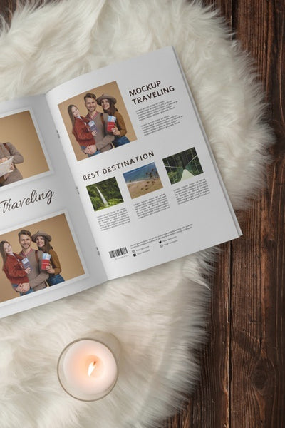 Free Close Up On Magazine In The Bedroom Psd