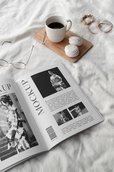 Free Close Up On Magazine In The Bedroom Psd