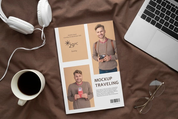 Free Close Up On Magazine In The Bedroom Psd