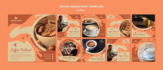 Free Coffee Concept Social Media Post Template Mock-Up Psd