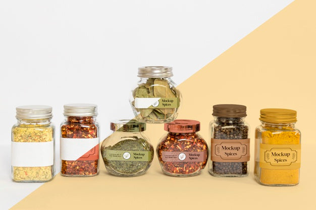 Free Collection Of Labeling Jars With Spices Psd