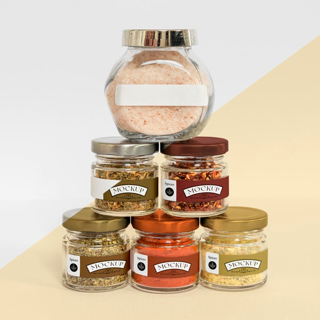 Free Collection Of Labeling Jars With Spices Psd