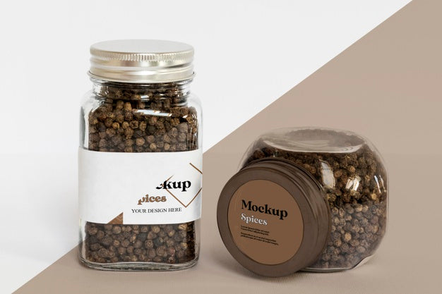 Free Collection Of Labeling Jars With Spices Psd